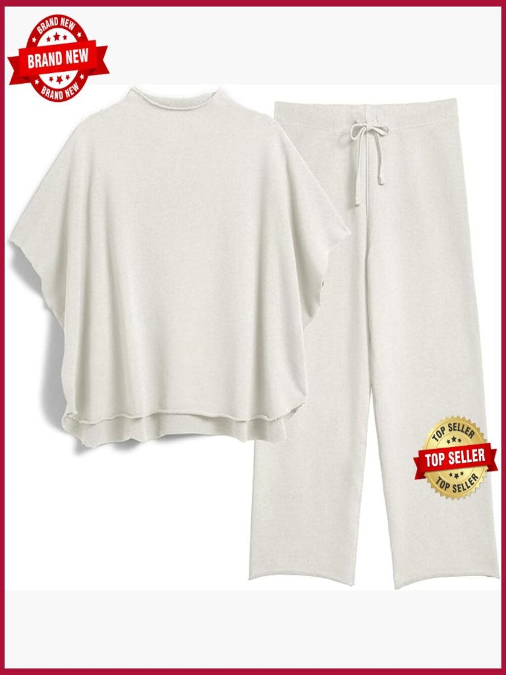 3/4 Batwing Sleeve Capelet Top Wide Leg Pants Lounge Set